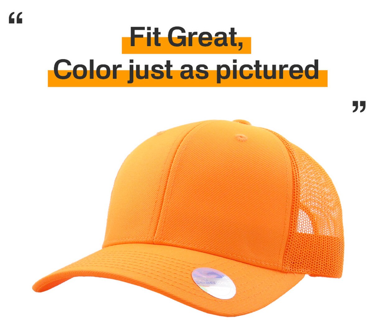 Neon Orange Classic 6 Panel Trucker Mesh Snapback Side View Fit Great